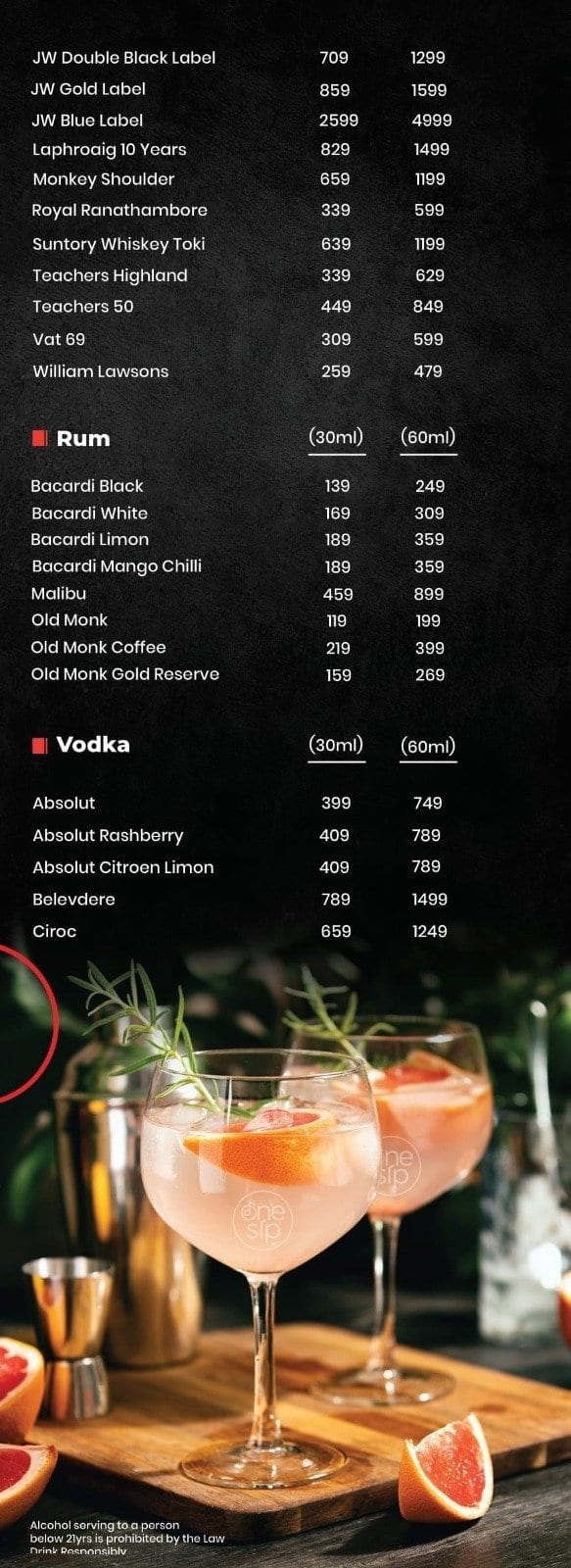 Bar Menu Page 3